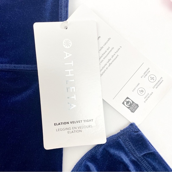 Athleta Elevation High Rise Velvet Tights Leggings:  Blue Scuro - Picture 11 of 13